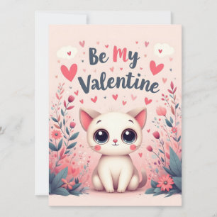 Carte Illustration de chat mignon pour la Saint-Valentin