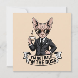 Carte Illustration de chat Sphynx patron buvant du café