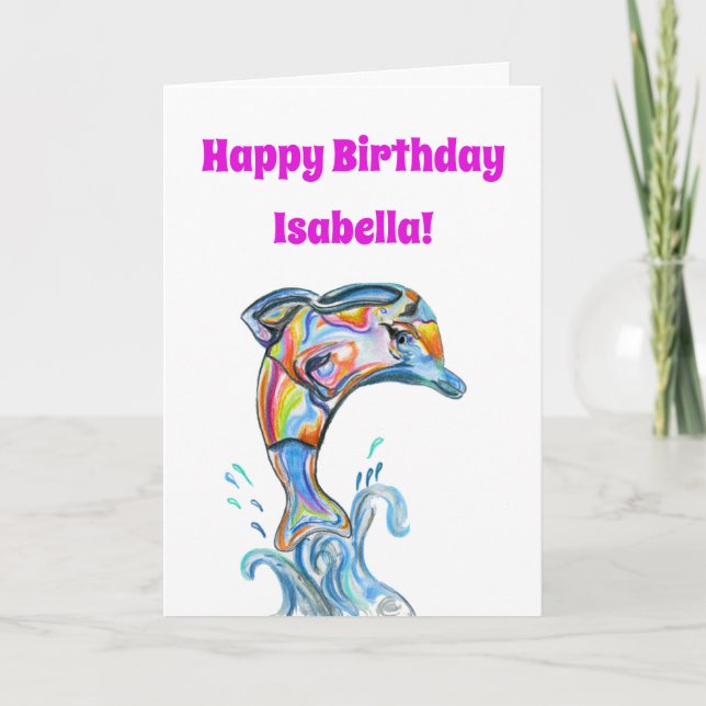 Carte Illustration de dauphin de joyeux anniversaire (Devant)