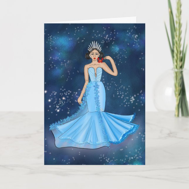 Carte Illustration de déesse du cancer du zodiaque Anniv (Devant)