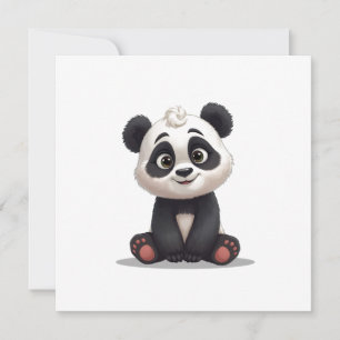 Carte Illustration de dessin animé d'ours panda assis
