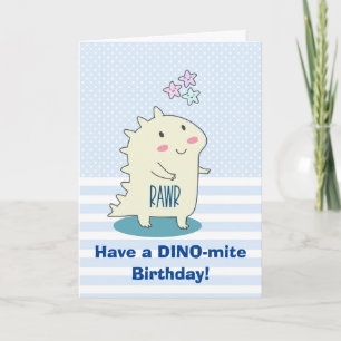 Carte Illustration de dinosaure souriant jaune mou Anniv