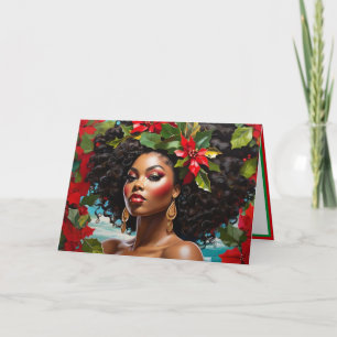 Carte Illustration de Diva afro-américaine Christmas Hol