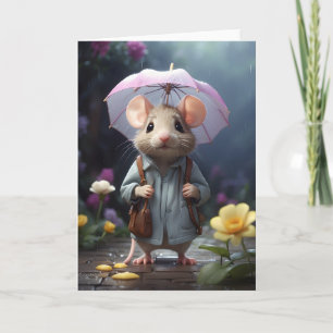 Carte Illustration de fleur jaune de souris adorable vie