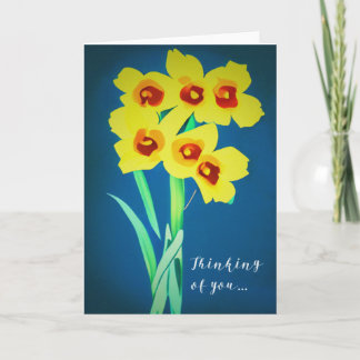 Carte Illustration de fleurs de jonquilles - Pensant à v