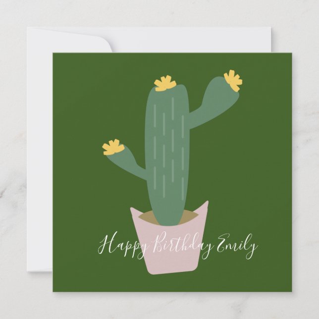 Carte Illustration de gâteau d'anniversaire au cactus (Devant)