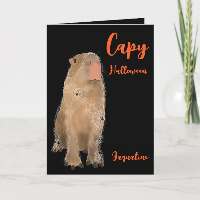 Carte Illustration de la canne Capybara éffrayante Hallo (Devant)
