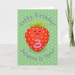 Carte Illustration de la caricature de la fraise Cute ka