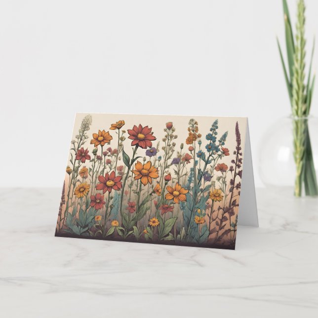 Carte Illustration de la croissance des fleurs sauvages  (Devant)