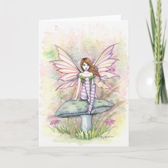 Carte Illustration de la fée d'aquarelle de Little Sprin (Devant)