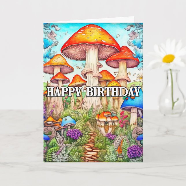Carte Illustration de la forêt de champignons surcultivé (Petite plante)