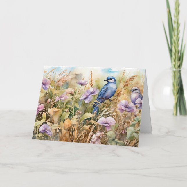 Carte Illustration de la nature avec les oiseaux et les  (Devant)