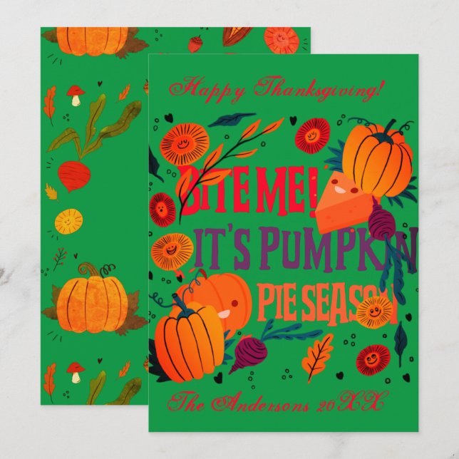Carte Illustration de la saison des tartes Citrouilles r (Devant / Derrière)