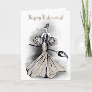 Carte Illustration de la sorcière d'Halloween