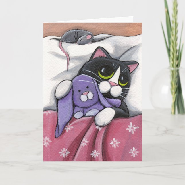 Carte Illustration de lapin de chat et de jouet de (Devant)