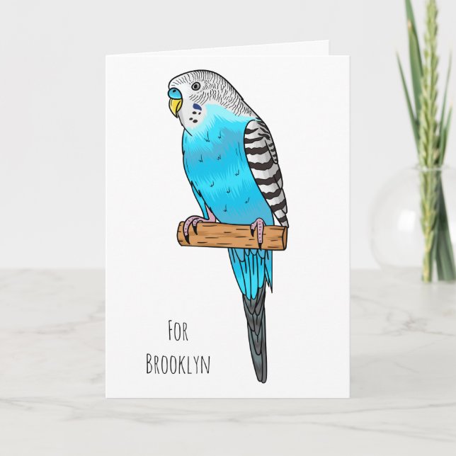 Carte Illustration de l'oiseau bleu budgerigar (Devant)