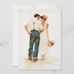 Carte Illustration de mariage Romance Rustique