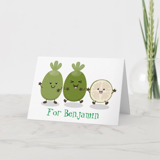 Carte Illustration de mignonne guava feijoa (Devant)