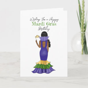 Carte Illustration de mode Mardi Gras - Joyeux anniversa