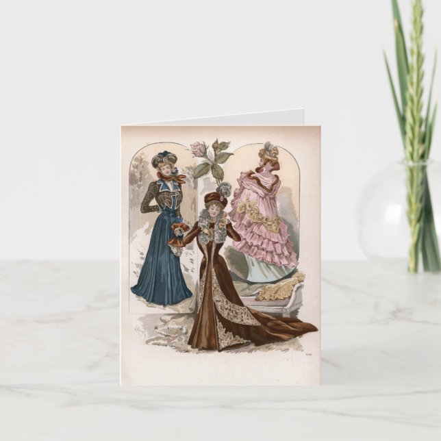 Carte Illustration de mode Vintage Dames en Gowns (Devant)