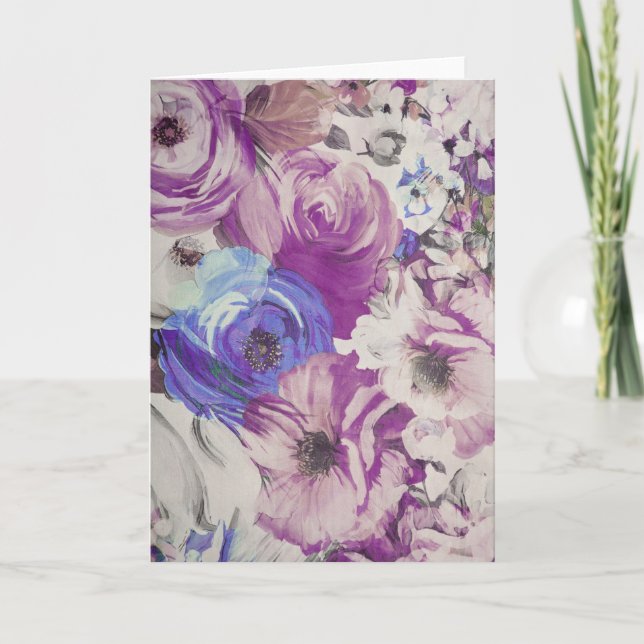 Carte Illustration de motif floral de roses vintage (Devant)