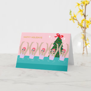 Carte Illustration de nageurs artistiques Noël
