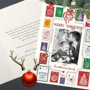 Carte Illustration de Noël par timbre rétro