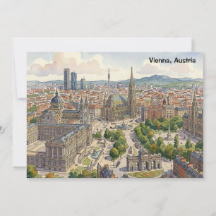 Carte Illustration de paysage urbain à l'aquarelle de Vi