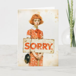 Carte Illustration de portrait d'excuse vintage
