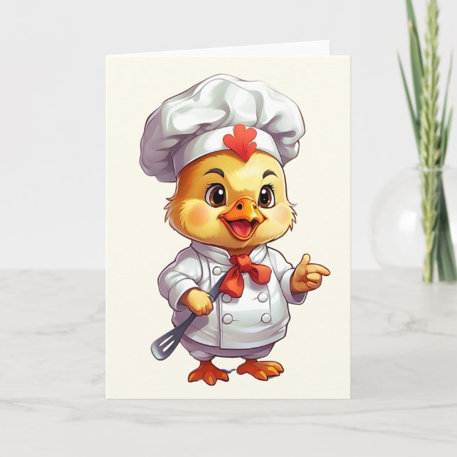 Carte Illustration de spatule de bébé poulet chef Vide  (Devant)