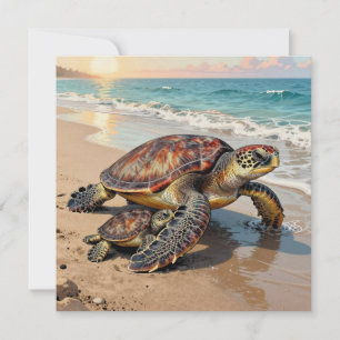 Carte Illustration de tortue marine et bébé Vierge