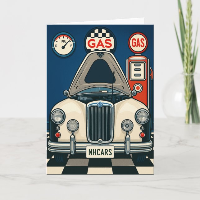 Carte Illustration de voiture antique Salutation vide (Devant)