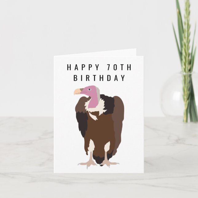 Carte Illustration d'oiseaux vautours Joyeux 70e anniver (Devant)