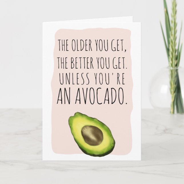 Carte Illustration drôle d'aquarelle d'avocat (Devant)