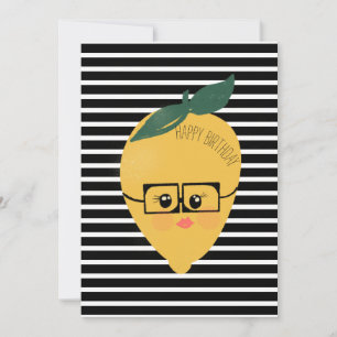 Carte Illustration drôle de dessin animé de citron jaune