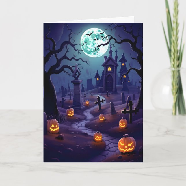 Carte Illustration du cimetière d'Halloween (Devant)