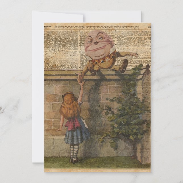 Carte Illustration du livre Vintage Humpty Dumpty & Alic (Devant)