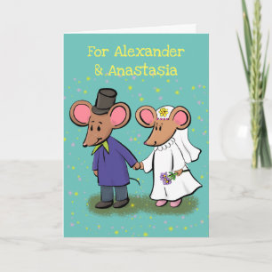 Carte Illustration du mariage de souris mignon