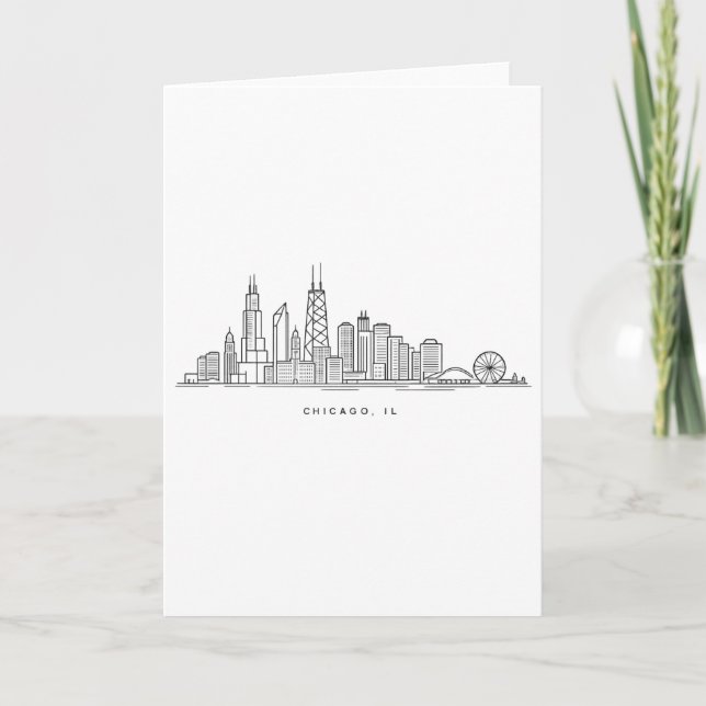 Carte Illustration du paysage urbain de Chicago IL (Devant)