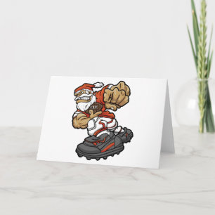 Carte Illustration du Père Noël jouant au football améri