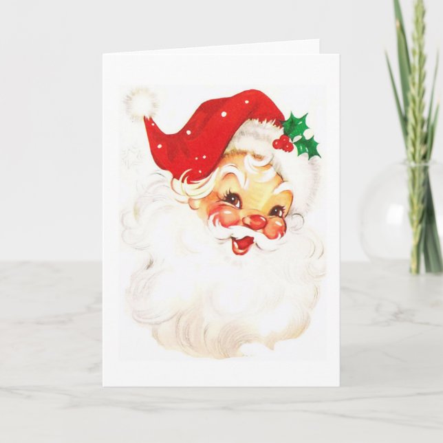 Carte Illustration du Père Noël vintage (Devant)
