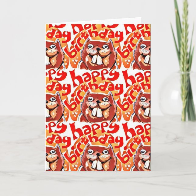 Carte illustration du style de dessin animé d'anniversai (Devant)