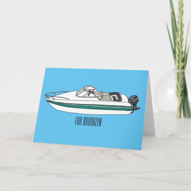 Carte Illustration d'un bateau à moteur (Devant)
