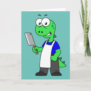 Carte Illustration D'Un Boucher Rex Tyrannosaurus.