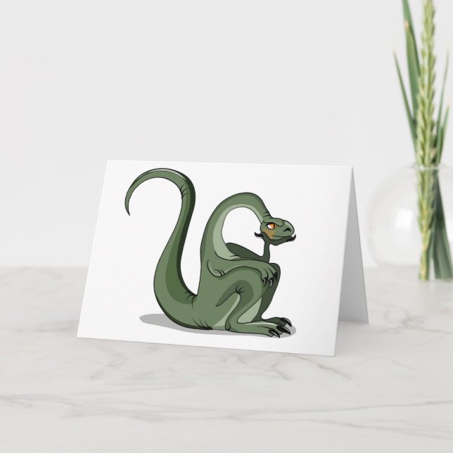 Carte Illustration D'Un Brontosaurus Caricaturé Qui Pens (Devant)
