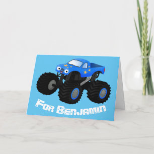 Carte Illustration d'un camion monstre bleu mou
