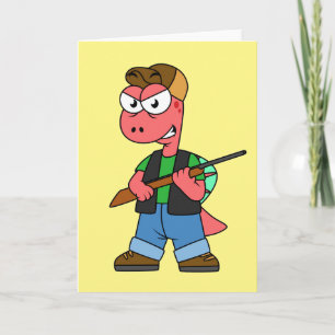 Carte Illustration D'Un Chasseur De Spinosaure Avec Arme