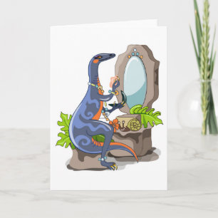 Carte Illustration D'Un Iguanodon Mettant Sur Le Maquill