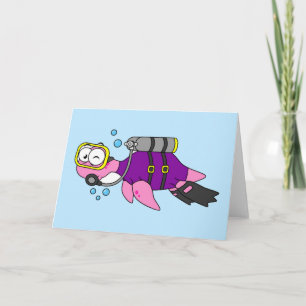 Carte Illustration D'Un Loch Ness Monster Scuba Diver.