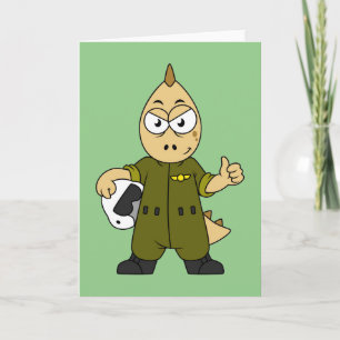 Carte Illustration D'Un Pilote À Jet Allosaurus.